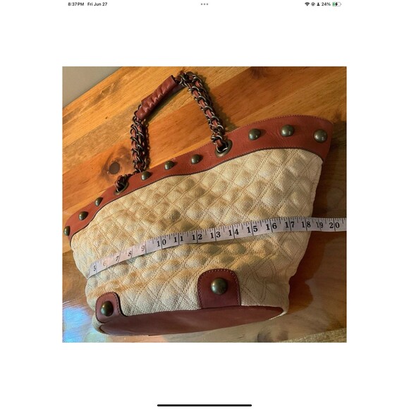 Betsey Johnson TisketTasket Rose Chain Basket Stud Purse Fabric Studded Leather - Picture 8 of 12